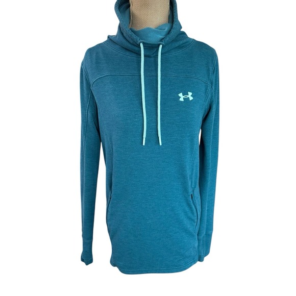 Under Armour Sweatshirt Womens Green Funnel Neck Loose Pullover Sweater‎ Small - Picture 1 of 8